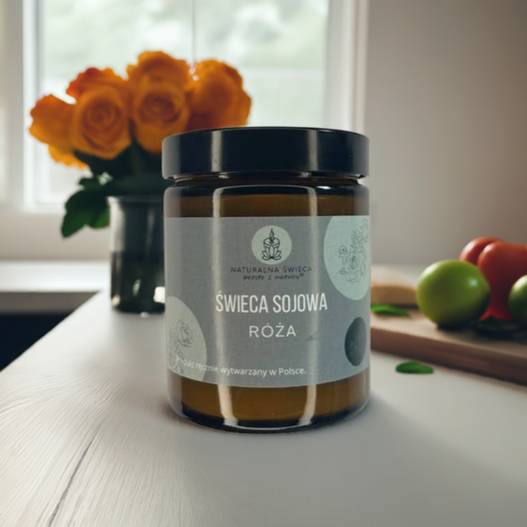 Vegane Sojawachskerze 180 ml mit Rosenaroma
