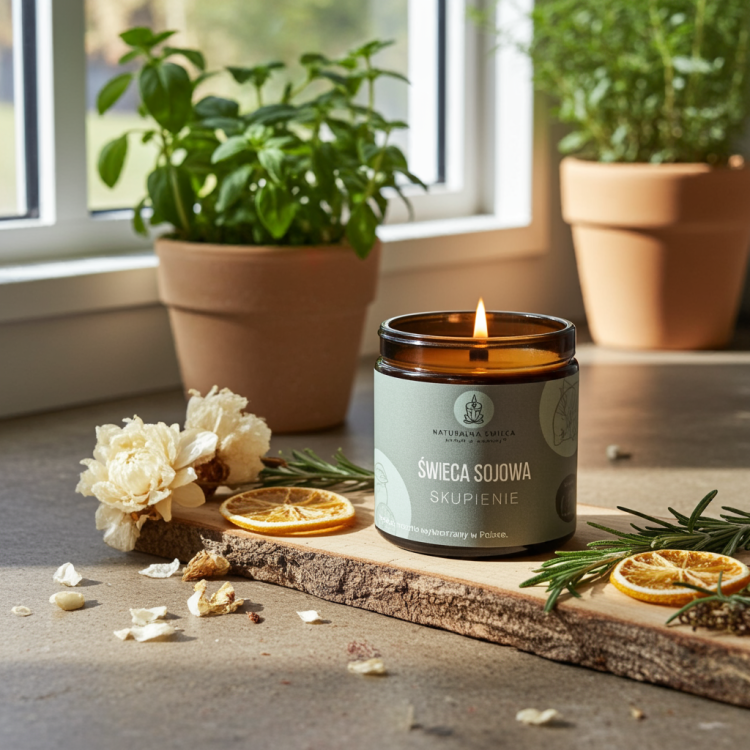 Handgemachte Sojakerze Fokus 120 ml für Studium und Arbeit