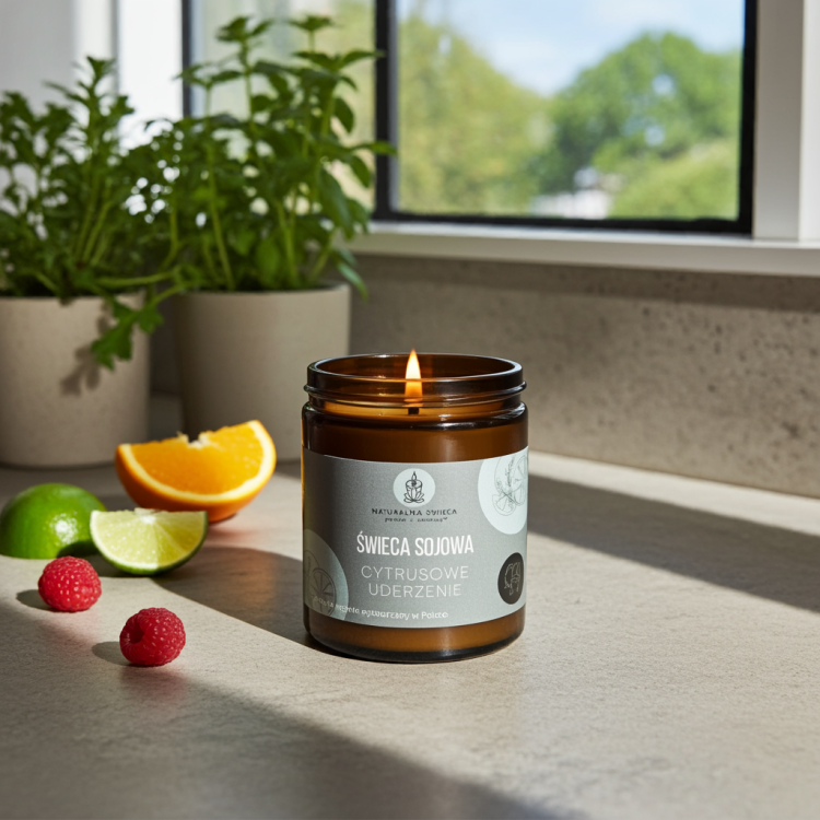 Citrus soy wax candle 180 ml – energizing aromatherapy