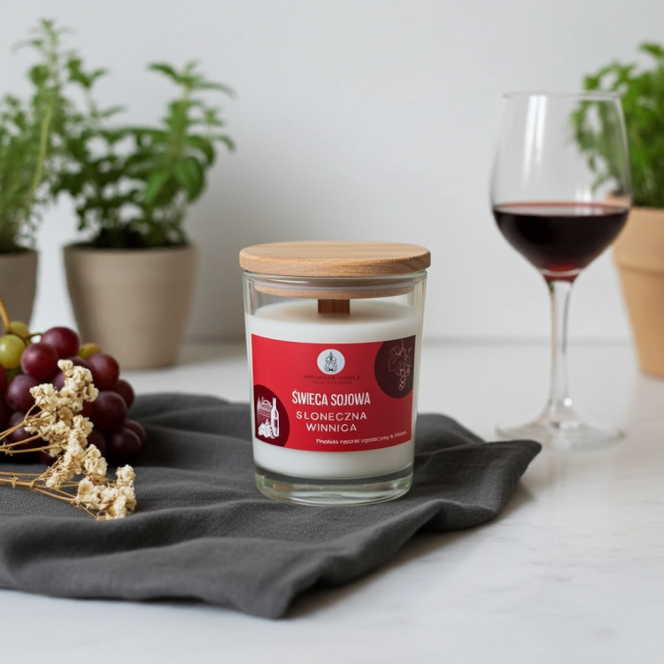 große Sojakerze 250 ml sonniges Weingut Naturalna Świeca