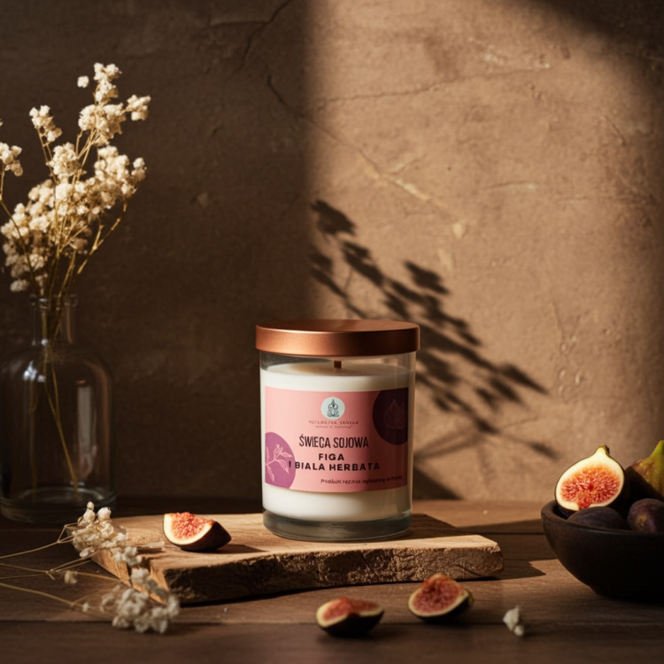 große Sojakerze 250 ml Feige und Weißer Tee Naturalna Świeca