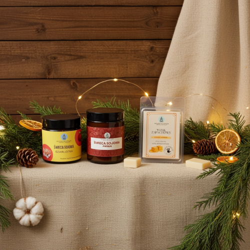 zestaw świec sojowych Świąteczny Duet Deserowy – idealny prezent świąteczny