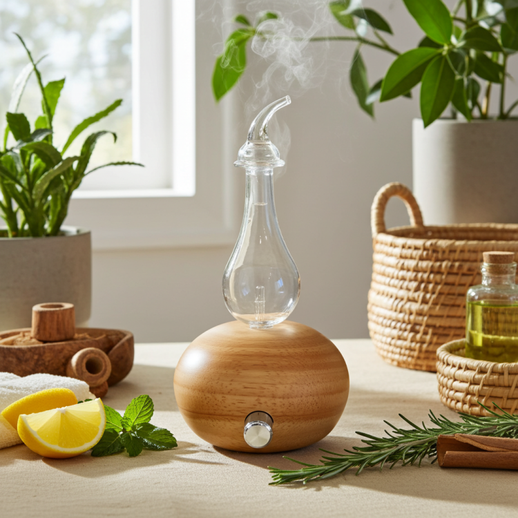 essential oil nebulizer wood glass diffuser