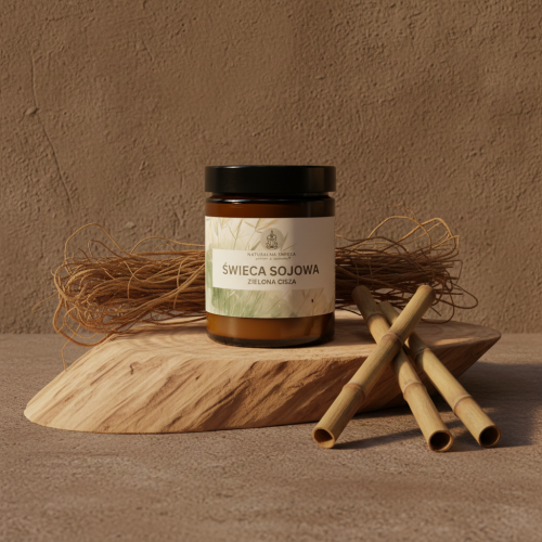 large soy candle wood wick green scent