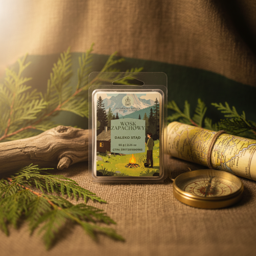 wosk zapachowy Daleko stąd naturalny wosk sojowy zapach cedru i ziół do kominka