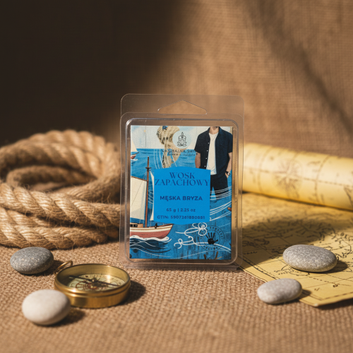 wosk zapachowy Męska Bryza naturalny wosk sojowy świeży zapach cytrusów i lawendy