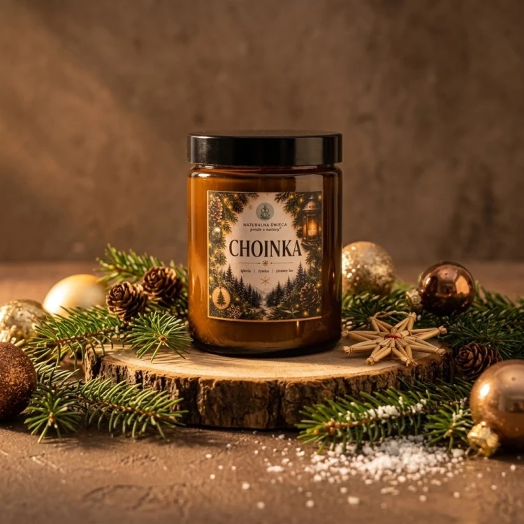 Świeca sojowa CHOINKA 180 ml – świąteczna świeca zapachowa