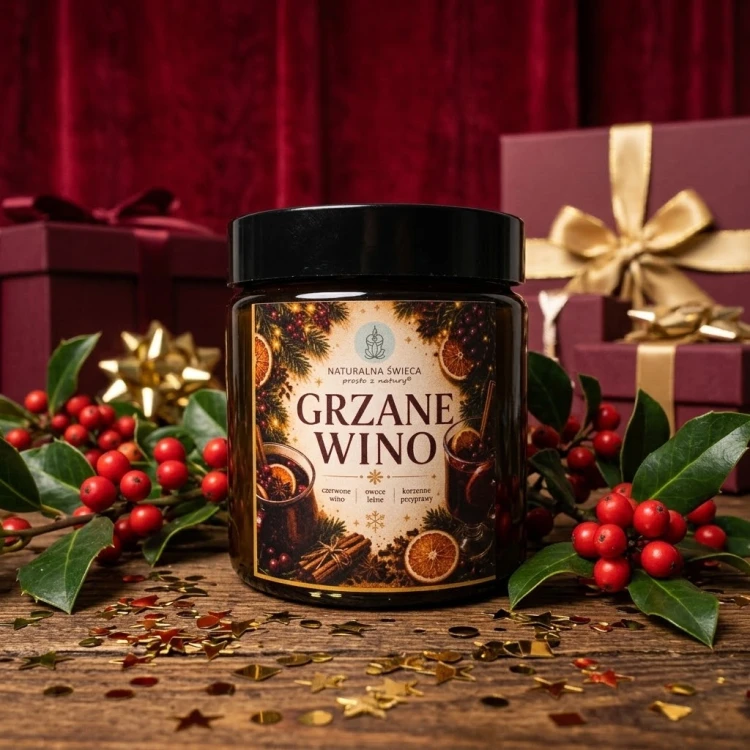 Świąteczny prezent – świeca sojowa GRZANE WINO 120 ml