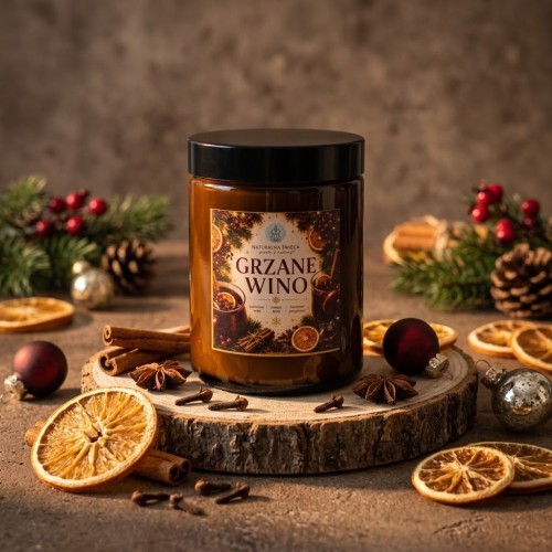 Świeca sojowa GRZANE WINO 180 ml – aromatyczna świeca świąteczna