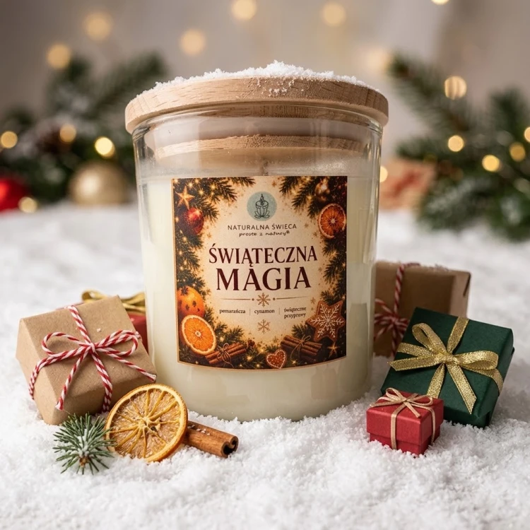 Świeca sojowa ŚWIĄTECZNA MAGIA 250 ml – pomarańcza i cynamon