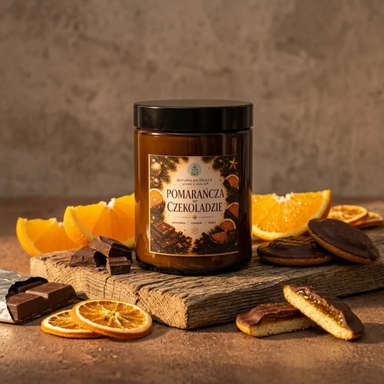 Słodka świeca zapachowa pomarańcza i czekolada 180 ml
