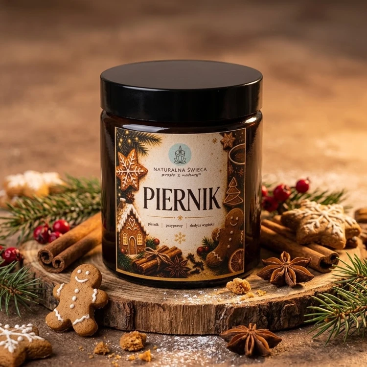 Świąteczny prezent – świeca sojowa PIERNIK 120 ml