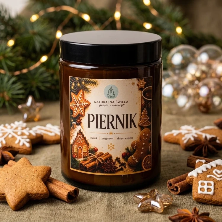 Świąteczna świeca sojowa o zapachu piernika 180 ml