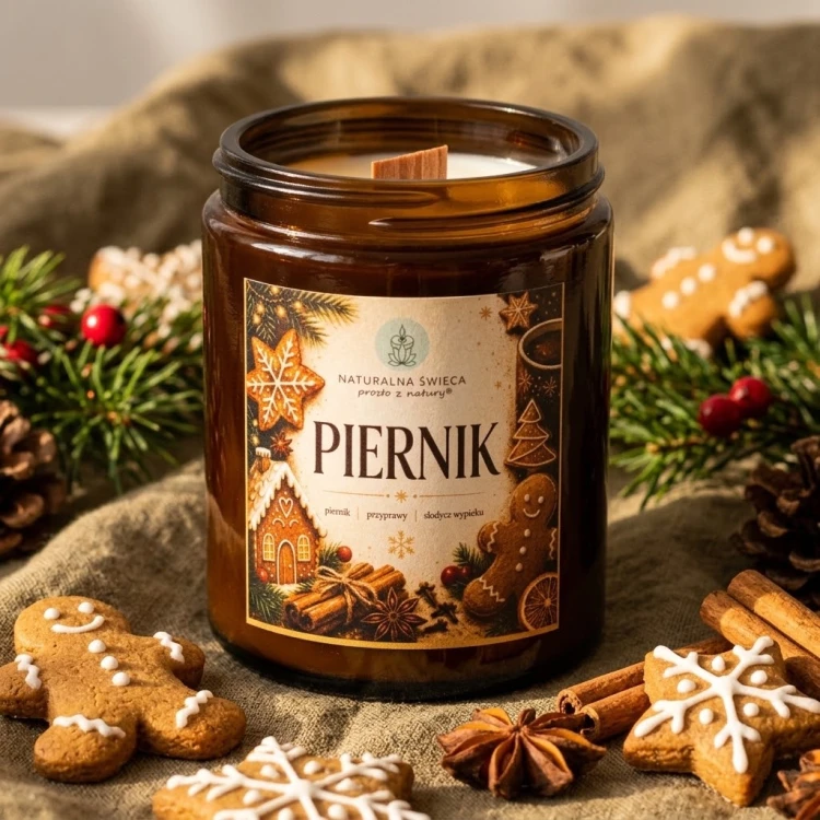 Świąteczny prezent – świeca sojowa PIERNIK 180 ml