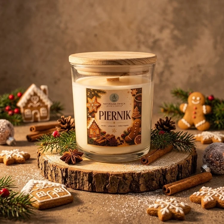 Duża świeca sojowa o zapachu piernika 250 ml