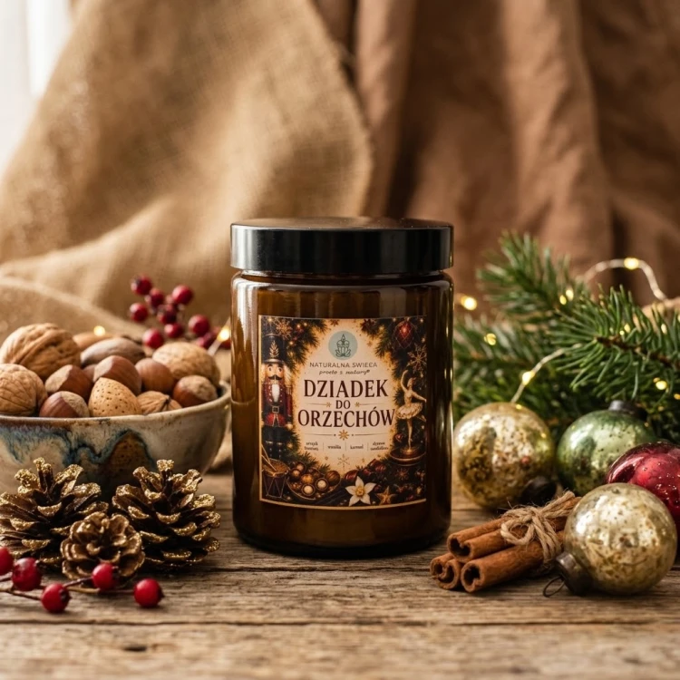 Świąteczna świeca sojowa Dziadek do Orzechów 180 ml