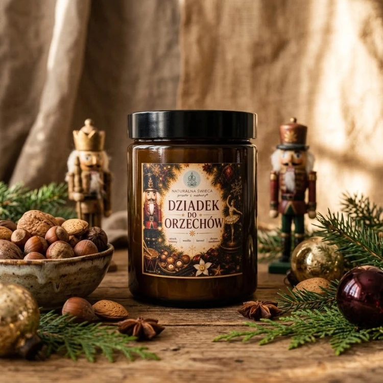 Mleczno-orzechowa świeca sojowa 180 ml na zimowe wieczory